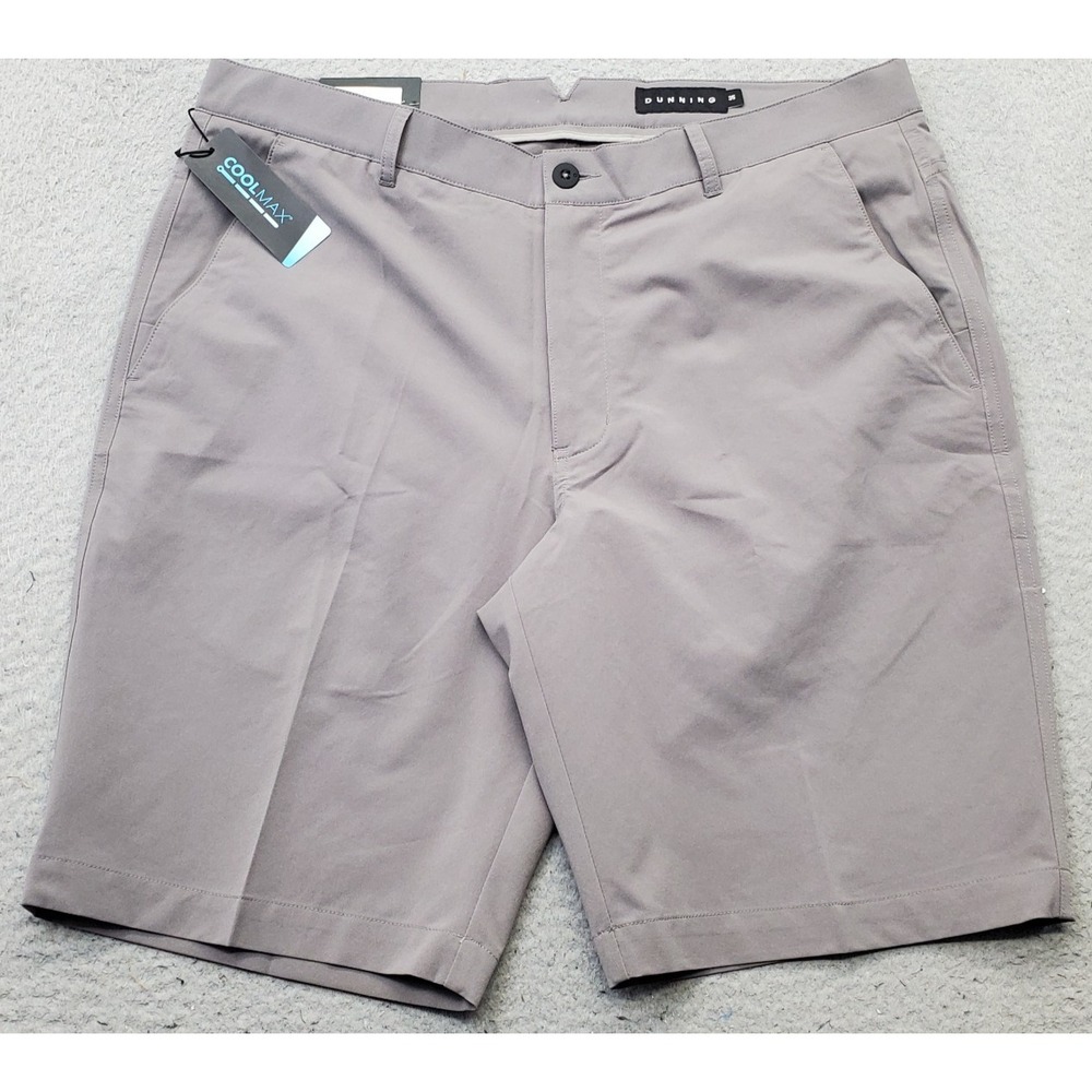 Dunning Golf Shorts Mens 35 Gray Cool Max Woven Performance Stretch D7F19H611